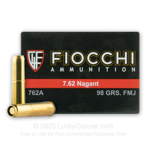 7.62 Nagant Ammo - Fiocchi 97 Grain FMJ - 50 Rounds