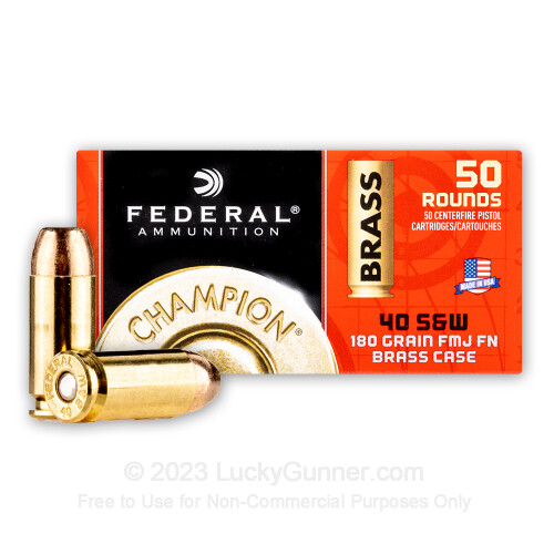 40 S&W Ammo - 180 gr FMJ - Federal Champion Ammunition - 1000 Rounds