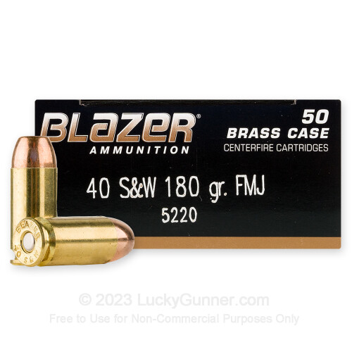 40 cal Ammo For Sale - 180 gr FMJ Blazer Brass 40 S&W Ammunition