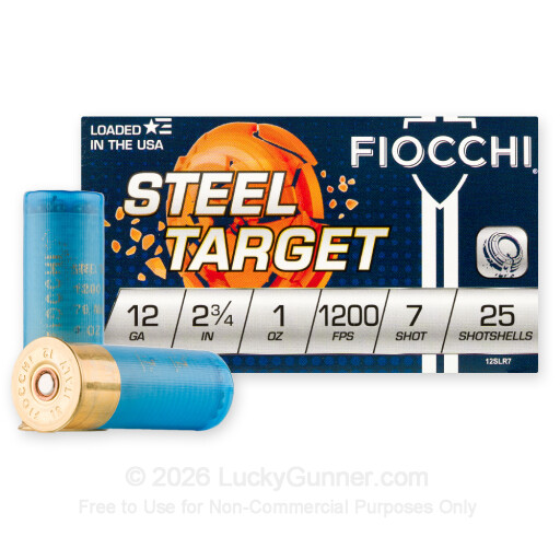 12 Gauge - 2-3/4" 1 oz  #7 Steel Shot - Low Recoil - Fiocchi - 250 Rounds