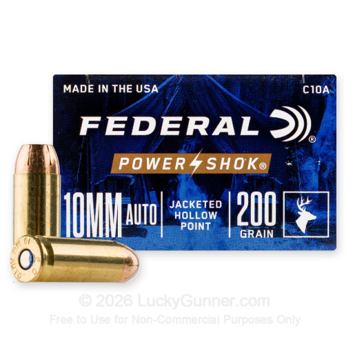 10mm Auto - 200 Grain JHP - Federal Power-Shok - 20 Rounds