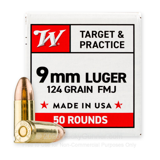 9mm - 124 Grain FMJ - Winchester USA - 50 Rounds