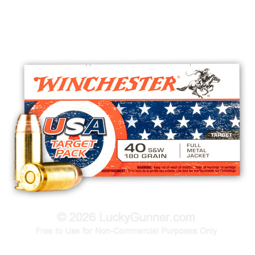 40 S&W - 180 Grain FMJ - Winchester USA Target Pack - 500 Rounds