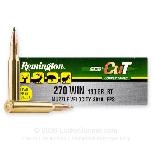 270 - 130 Grain Copper Tipped - Remington Premier CuT - 20 Rounds
