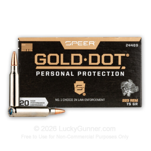 223 Rem - 75 Grain SP - Speer Gold Dot - 20 Rounds