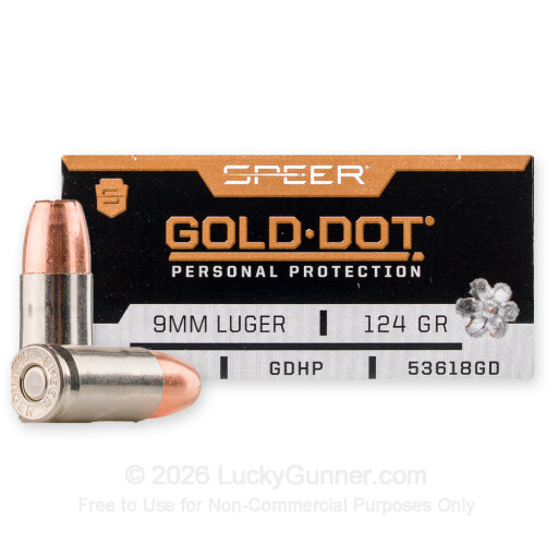 9mm - 124 Grain JHP - Speer Gold Dot - 50 Rounds