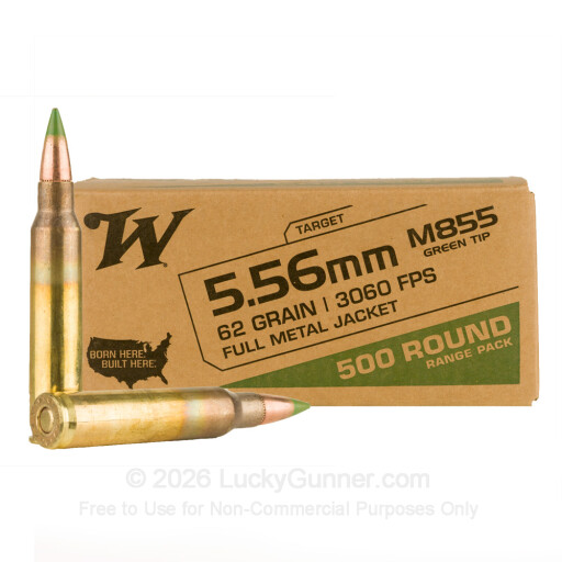 5.56x45 - 62 Grain FMJ M855 - Winchester - 500 Rounds