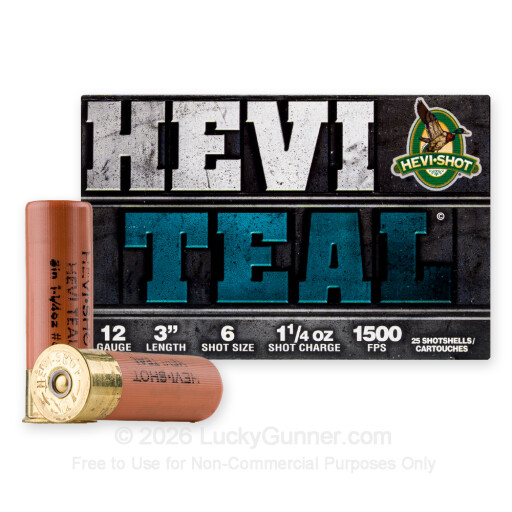 12 Gauge - 3" 1-1/4oz. #6 Steel Shot - Hevi-Teal - 25 Rounds