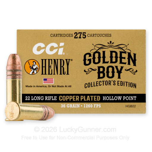 22 LR - 36 Grain CPHP - CCI Henry Golden Boy Edition - 275 Rounds