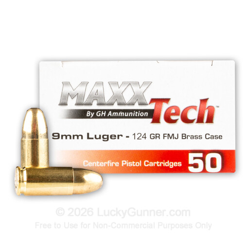 9mm - 124 Grain FMJ - MAXX Tech - 500 Rounds