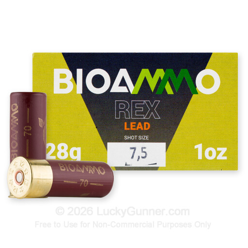 12 Gauge - 2-3/4" 1oz. #7.5 Shot - BioAmmo Rex Lead - 250 Rounds