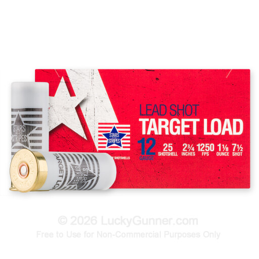 12 Gauge - 2-3/4" 1-1/8oz. #7.5 Shot - Stars and Stripes - 250 Rounds