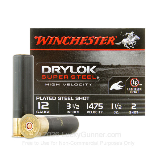 12 Gauge - 3-1/2" Waterfowl 1-1/2 oz. #2 Steel Shot - Winchester Drylok - 25 Rounds