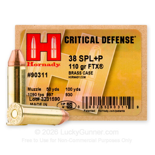 38 Special - +P 110 Grain FTX - Hornady Critical Defense - 25 Rounds