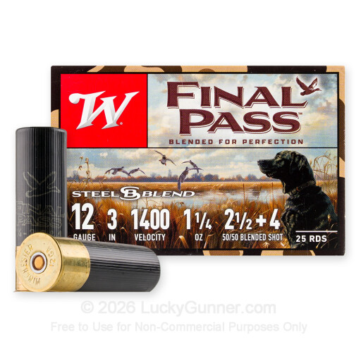 12 Gauge - 3" 1-1/4oz. #2.5 & #4 Steel Shot - Winchester Final Pass - 25 Rounds