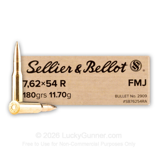 7.62x54R - 180 Grain FMJ - Sellier & Bellot - 20 Rounds