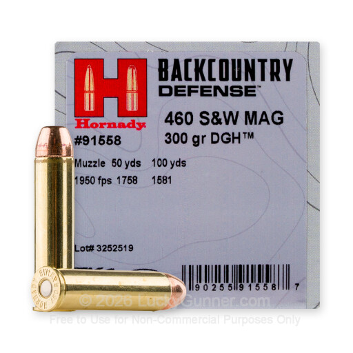 460 S&W Magnum - 300 Grain DGH - Hornady Backcountry Defense - 20 Rounds