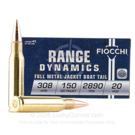 308 - 150 Grain FMJ-BT - Fiocchi - 20 Rounds
