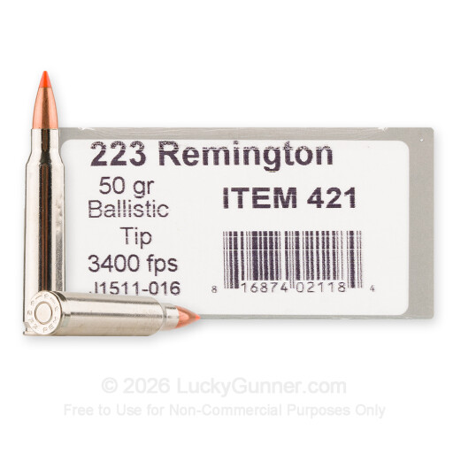 223 Rem - 50 Grain Ballistic Tip Varmint - Underwood - 20 Rounds