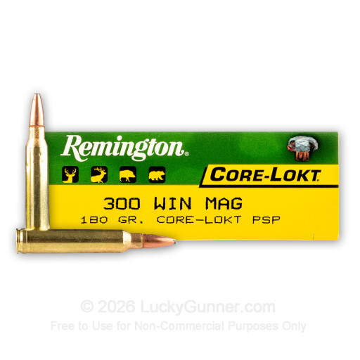 300 Winchester Magnum - 180 Grain PSP - Remington Core-Lokt - 20 Rounds