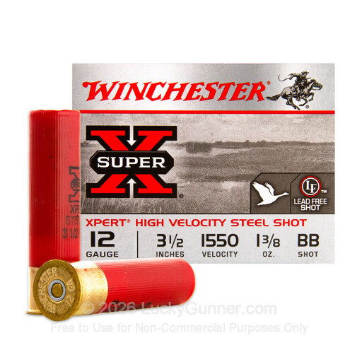 12 Gauge - 3-1/2" Steel Shot  - 1-3/8 oz. #BB - Winchester Super-X High Velocity - 25 Rounds