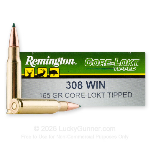 308 - 165 Grain Polymer Tip - Remington Core-Lokt Tipped - 20 Rounds