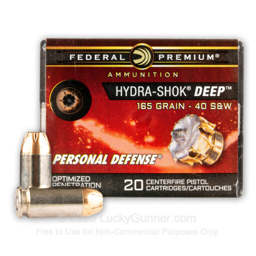 40 S&W - 165 Grain JHP - Federal Hydra-Shok Deep - 20 Rounds