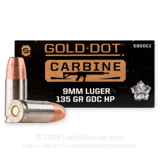 9mm - 135 Grain JHP - Speer Gold Dot Carbine - 50 Rounds