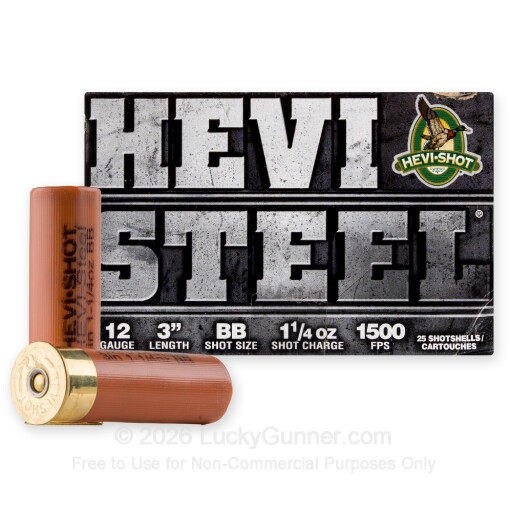 12 Gauge - 3" 1-1/4oz. BB Steel Shot - Hevi-Steel - 25 Rounds