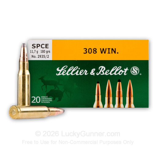 308 - 180gr SPCE - Sellier & Bellot - 20 Rounds