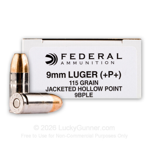 9mm - +P+ 115 Grain JHP - Federal Hi-Shok LE - 50 Rounds