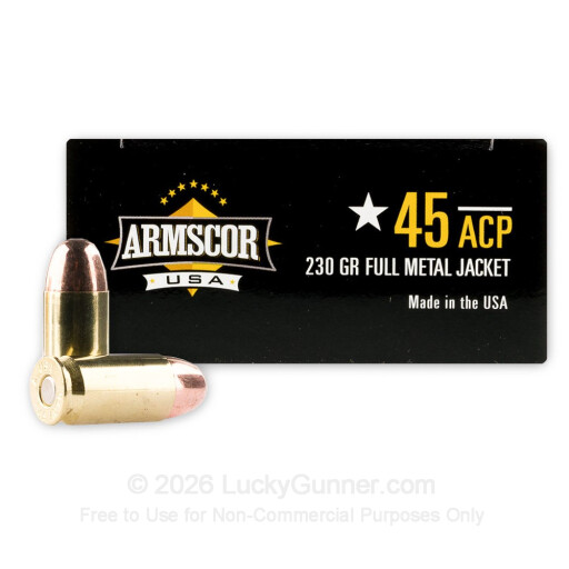 45 ACP - 230 Grain FMJ - Armscor USA - 50 Rounds