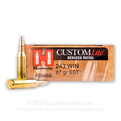 243 Win - 87 Grain SST - Hornady Custom Lite - 20 Rounds