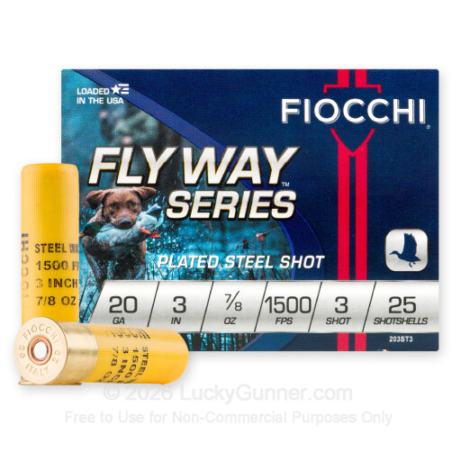 20 Gauge - 3" 7/8oz. #3 Steel Shot - Fiocchi - 25 Rounds