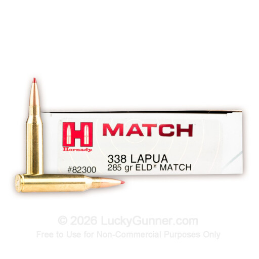 338 Lapua Magnum - 285 Grain ELD Match - Hornady - 20 Rounds