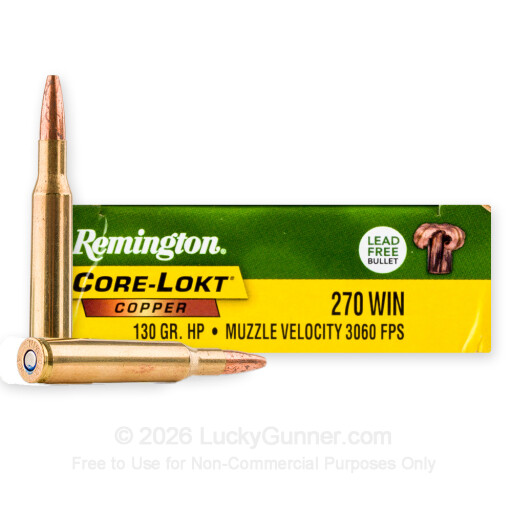 270 - 130 Grain SCHP - Remington Core-Lokt Copper - 20 Rounds