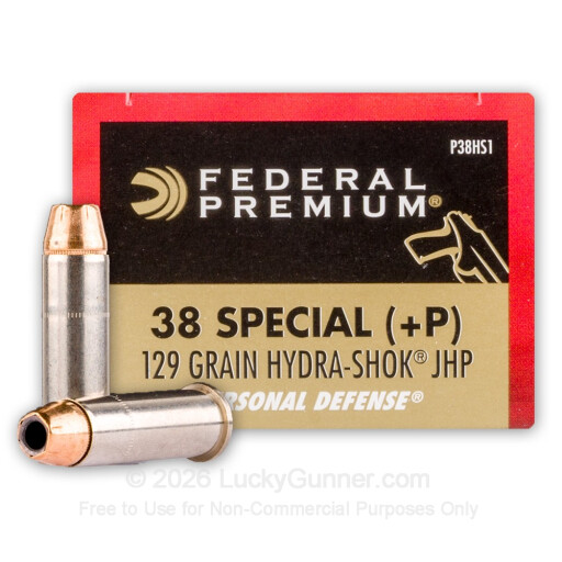 38 Special - +P 129 Grain Hydra-Shok JHP - Federal Premium - 20 Rounds