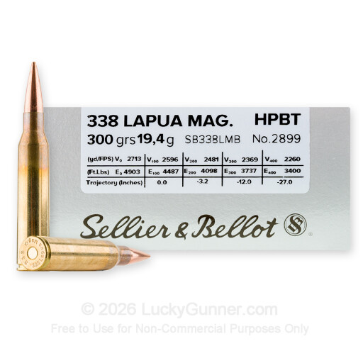 338 Lapua Magnum - 300 gr HPBT Sierra MatchKing - Sellier & Bellot - 10 Rounds