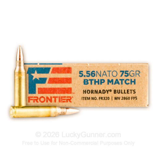 5.56x45 - 75 Grain BTHP Match - Hornady Frontier - 20 Rounds