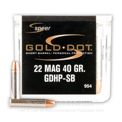 22 WMR - 40 Grain JHP - Speer Gold Dot Short Barrel - 50 Rounds