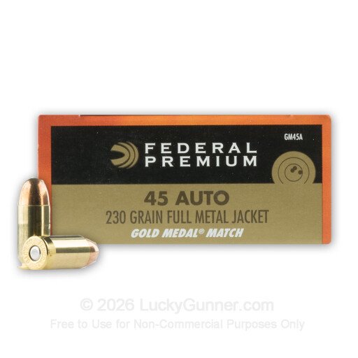 45 ACP - 230 Grain FMJ Match - Federal Gold Medal - 50 Rounds