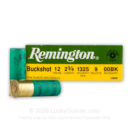 12 Gauge - 2-3/4" 9 Pellets 00 Buckshot - Remington Express - 250 Rounds