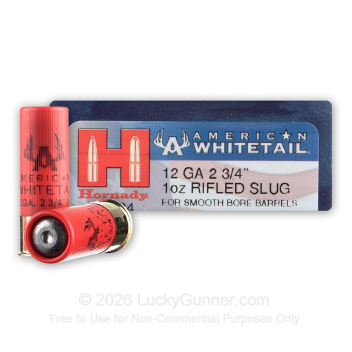 12 Gauge - 2-3/4" 1oz. Rifled Slug - Hornady American Whitetail - 100 Rounds