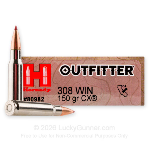 308 - 150 Grain CX - Hornady Outfitter - 20 Rounds