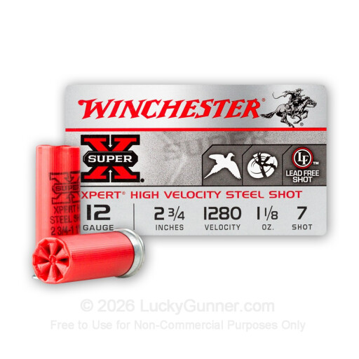 12 Gauge - 2-3/4" 1-1/8 oz #7 Steel Shot - Winchester Super-X - 250 Rounds