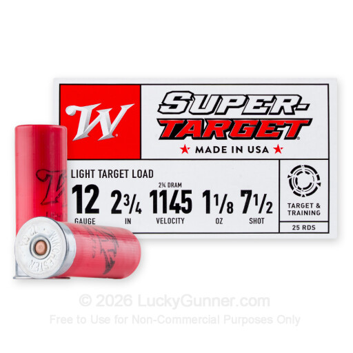 12 Gauge - 2-3/4" 1-1/8 oz. #7.5 Lead Shot - Winchester Super-Target - 250 Rounds