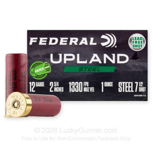 12 Gauge - 2-3/4" 1oz. #7.5 Steel Shot - Federal Upland Steel - 250 Rounds