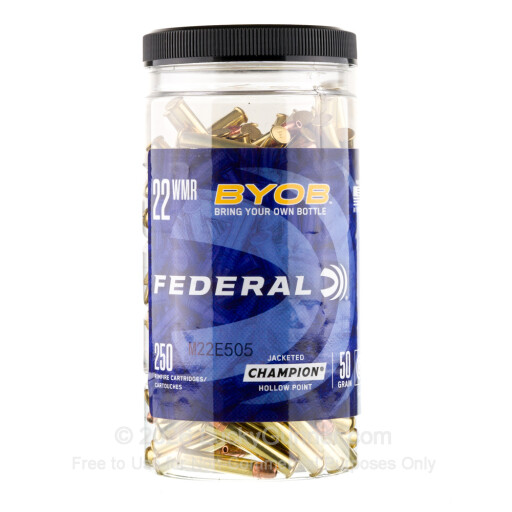 22 WMR - 50 Grain JHP - Federal BYOB - 250 Rounds