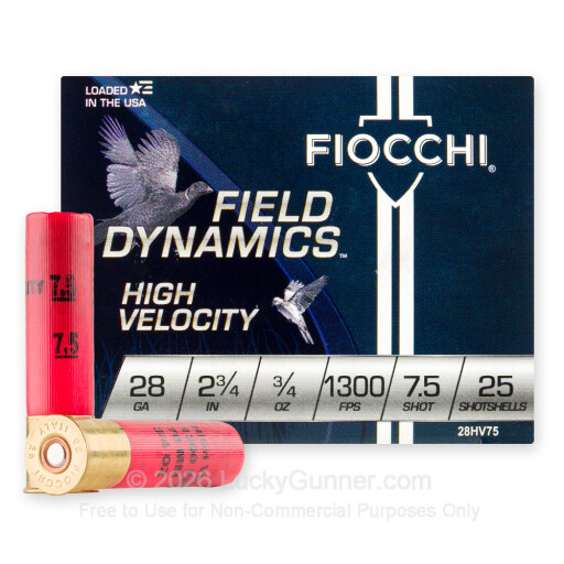 28 Gauge - 2-3/4" 3/4oz. #7.5 Shot - Fiocchi - 25 Rounds