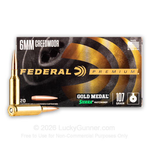 6mm Creedmoor - 107 Grain MatchKing HPBT - Federal Gold Medal - 20 Rounds